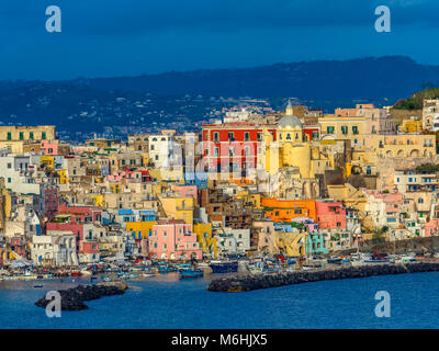 Harbor on Procida Island, Italy Stock Photo