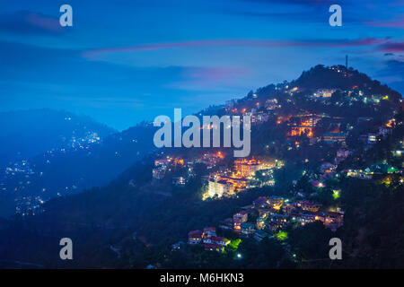 Night view of Shimla town, Himachal Pradesh, India Stock Photo