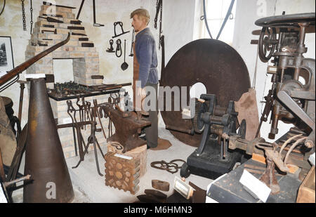 Blacksmith's workshop at Helston Museum, Cornwall, England, UK Stock Photo