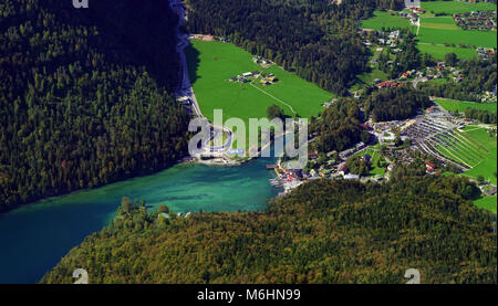 Konigssee lake in Germany Alps. aerial view from Jenner peak Stock Photo