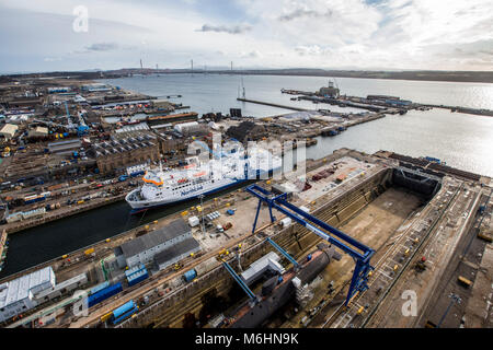 Aerial view of Rosyth dockyard and port in Fife, Scotland, UK Stock ...