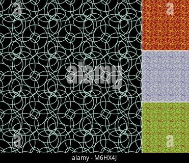 Abstract seamless circles vector patterns in four different colors Stock Vector