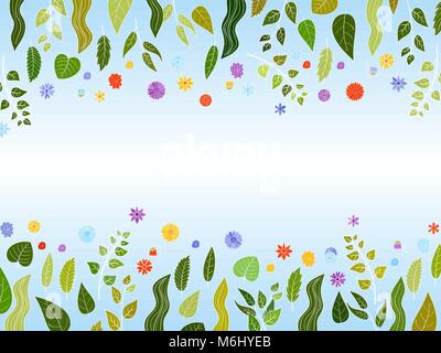 hand drawn vector wide light floral background Stock Vector