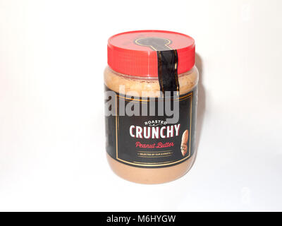 Download Closed Glass Jar Of Crunchy Peanut Butter With White Background Stock Photo Alamy Yellowimages Mockups