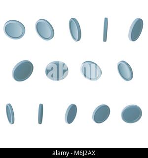 Coin Rotate Sprite Sheet Stock Vector