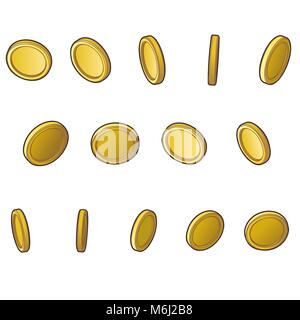 Coin Rotate Sprite Sheet Stock Vector