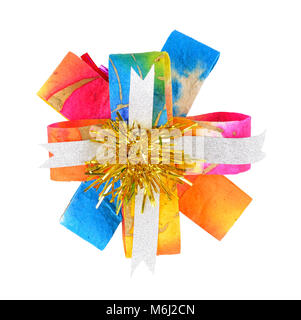 single ribbon gift bow isolated on white Stock Photo