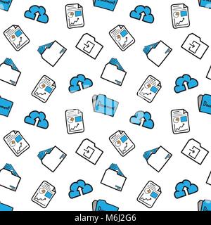 Doodle hand has drawn storage document and file the seamless background. Vector illustration. Stock Vector