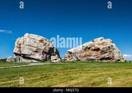 Okotoks Erratic aka The Big Rock, glacial erratic rock near Okotoks, Alberta, Canada Stock Photo