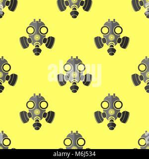 Gas Mask Seamless Pattern. Respirator Icon Texture Stock Vector