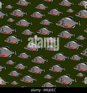Cartoon Fish Swimming Seamless Pattern Stock Vector
