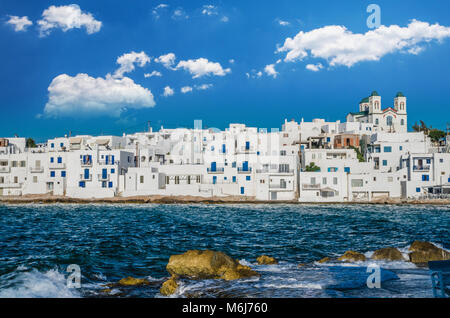 Naousa town, Paros island. Naoussa village in Cyclades is one of the most beautiful summer destinations in Geeece Stock Photo