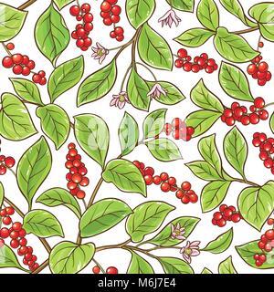 schisandra branch vector pattern on white background Stock Vector