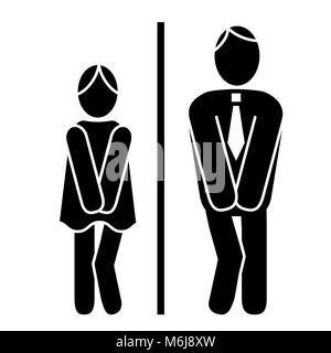 Restroom wc Symbols. Male and Female Icons. Lady and Man Silhouettes. Toilet Door Plate Sign. Stock Vector