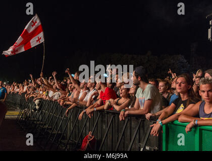 People watching a concert at Sziget Festival in Budapest, Hungary Stock Photo