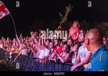 People watching a concert at Sziget Festival in Budapest, Hungary Stock Photo