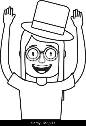 funny smile woman with silly glasses and hat Stock Vector