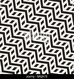 Vector seamless zigzag line pattern. Abstract stylish geometric background. Repeating monochrome lattice background Stock Vector