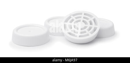 Anti-vibration pads for washing machine isolated on white Stock Photo