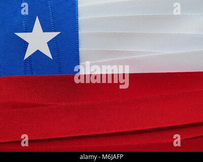 Chile flag or banner made with red, blue and white ribbons Stock Photo
