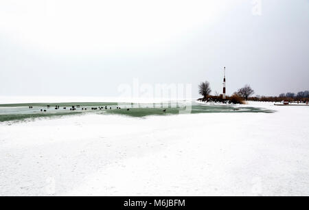 Lake Balaton at Badacsony in wintertime, Hungary Stock Photo