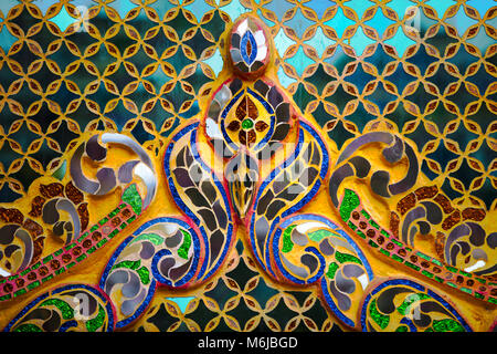 Detail of a colorful mosaic inside the Sutaungpyei Pagoda. Mandalay Hill, Myanmar (Burma). Stock Photo