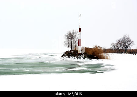 Lake Balaton at Badacsony in wintertime, Hungary Stock Photo