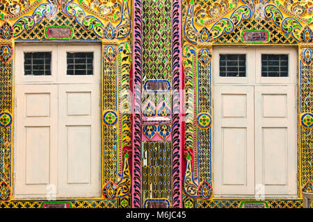 Mosaic decoration inside the Sutaungpyei Pagoda. Mandalay hill, Myanmar (Burma). Stock Photo