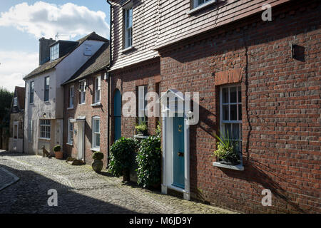 Petworth, West Sussex, England. Houses along Lombard Street, a cobbled street in the picturesque town. Stock Photo