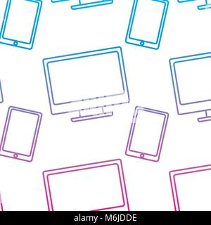 computer smartphone device gadgets pattern Stock Vector