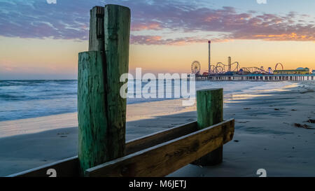 Low tide on Galveston beach. Stock Photo