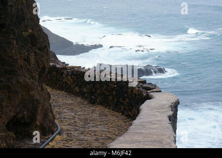 Old coastal path from Ponta Do Sol to Cruzinha on the island of Santo Antao, Cape Verde Stock Photo