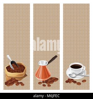 Banners with the turk, bag and  cup of coffee Stock Vector