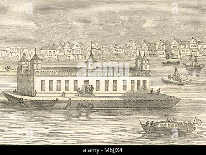 The Folly, on the River Thames, 17th Century, floating House of Entertainment, in the reign of Charles II