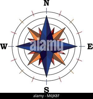 Compass with main cardinal points - vector Stock Vector