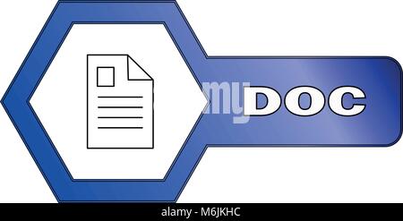 Hexagonal icon for DOC files - vector Stock Vector