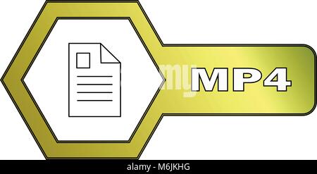 Hexagonal icon for MP4 files - vector Stock Vector