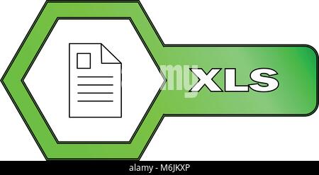 Hexagonal icon for XLS files - vector Stock Vector