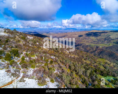 A rare dusting of snow out on Mines Road, near Livermore, Ca. Stock Photo