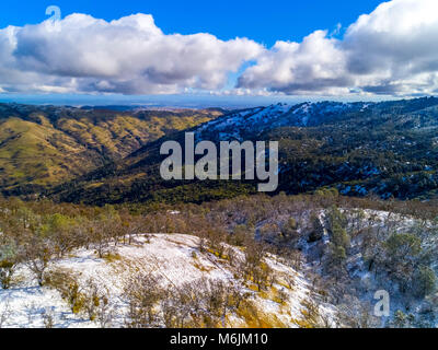 A rare dusting of snow out on Mines Road, near Livermore, Ca. Stock Photo