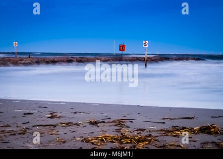 Low tide on Galveston beach. Stock Photo