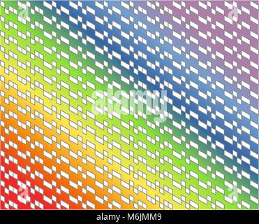Abstract white geometric pattern with gray lines on colorful rainbow gradient colors - Vector illustration. Stock Vector