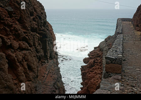 Old coastal path from Ponta Do Sol to Cruzinha on the island of Santo Antao, Cape Verde Stock Photo