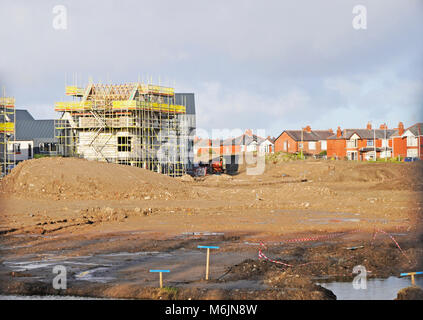 New builds being built where three multistorey blocks of flats were demolished.(See under Demolition, Explosion). Blackpool Lancashire England UK Stock Photo
