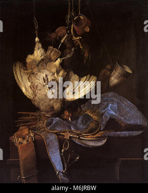 Still Life with Hunting Equipment & Dead Birds, Aelst, Willem van, 1668. Stock Photo
