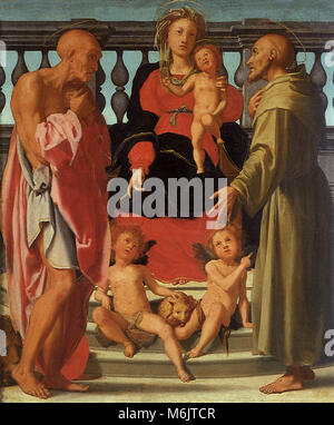 Madonna & Child with Saints Jerome & Francis & Two Angels, Pontormo, Jacopo da, 1540. Stock Photo
