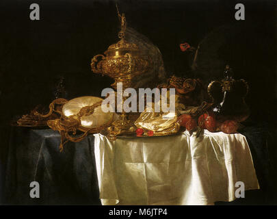 Still Life with Fruit and Silverware, Aelst, Willem van, 1653. Stock Photo
