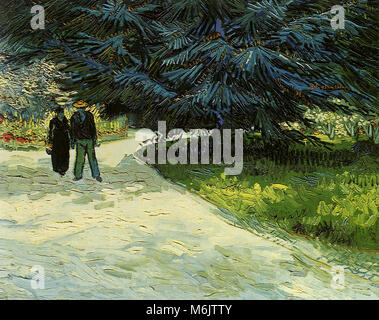 Public Garden with Couple and Blue Fir Tree, Van Gogh, Vincent Willem, 1888. Stock Photo