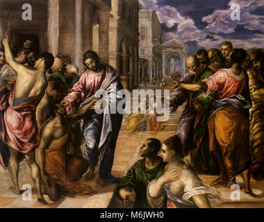 The Miracle of Christ Healing the Blind, El Greco, Domenicos Theotocopo, 1610. Stock Photo