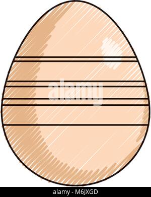 colored easter egg with lines doodle  over white backgrpund  vector illustration Stock Vector